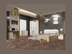 Модульная спальня Эко, композиция 4 (Белый гладкий, Дуб Вотан) - фото №1, mdm1205286451