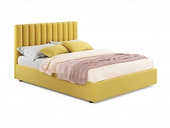 Мягкая кровать Olivia 1400 желтая с ортопедическим основанием - фото №1