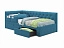 Односпальная кровать-тахта Afelia с ящиками и бортиком 900 синяя с ортопедическим основанием, велюр - миниатюра