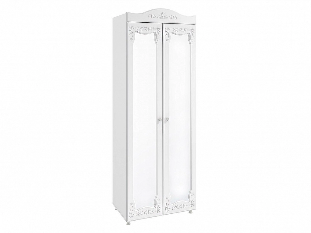 Шкаф 2-х дверный с зеркалами (гл.410) Италия ИТ-43 белое дерево - фото №1