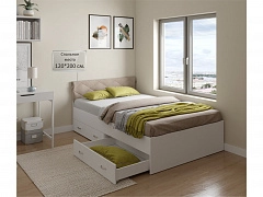 Кровать Виктория-П 120 с ящиками белая - фото №1