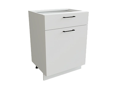 Шкаф Н601М с 1-ой дверью и ящиком Мемфис БЕЛ/БЕЛ/СОФТ Ф61 - фото №1, 888_ММК-00001425