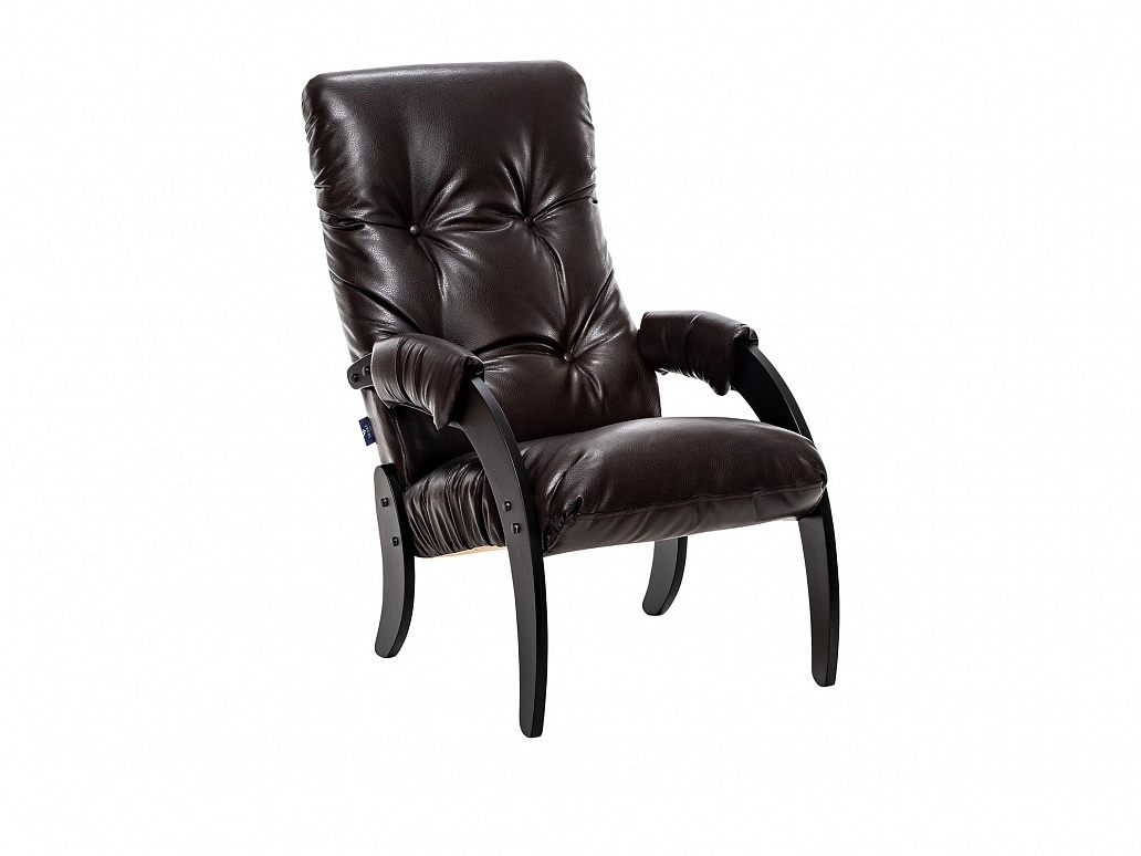 Кресло для отдыха Модель 61 Венге текстура, к/з Varana DK-BROWN - фото №1