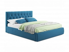 Мягкая кровать Verona 1600 синяя с ортопедическим основанием - фото №1, mebel_stock_4326