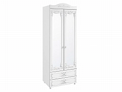 Шкаф 2-х дверный с зеркалами и ящиками (гл.560) Италия ИТ-50 белое дерево - фото №1, 49018