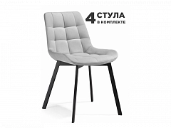 Стронг 4 шт светло-серый / черный Стул на металлокаркасе - фото №1