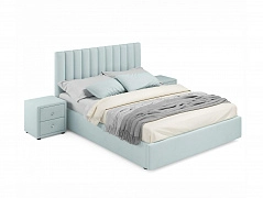 Мягкая кровать с тумбами Olivia 1600 мята пастель с подъемным механизмом - фото №1, mebel_stock_4715