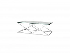 Журнальный стол Stool Group ИНСИГНИЯ 120х60 Прозрачное стекло/Сталь серебро  - фото №1
