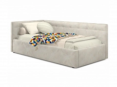 Односпальная кровать-тахта Bonna 900 кожа кремовый с подъемным механизмом - фото №1