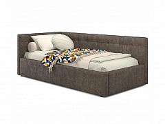Односпальная кровать-тахта Bonna 900 кожа брауни с подъемным механизмом - фото №1