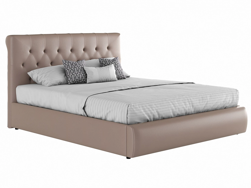 Мягкая интерьерная кровать "Амели" с подъемным механизмом в цвете "Капучино" - фото №1