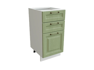 Шкаф Н403 с 3-мя ящиками Ницца БЕЛ/ДУБ/ОЛИВ Ф23 - фото №1, 888_ММК-00016201