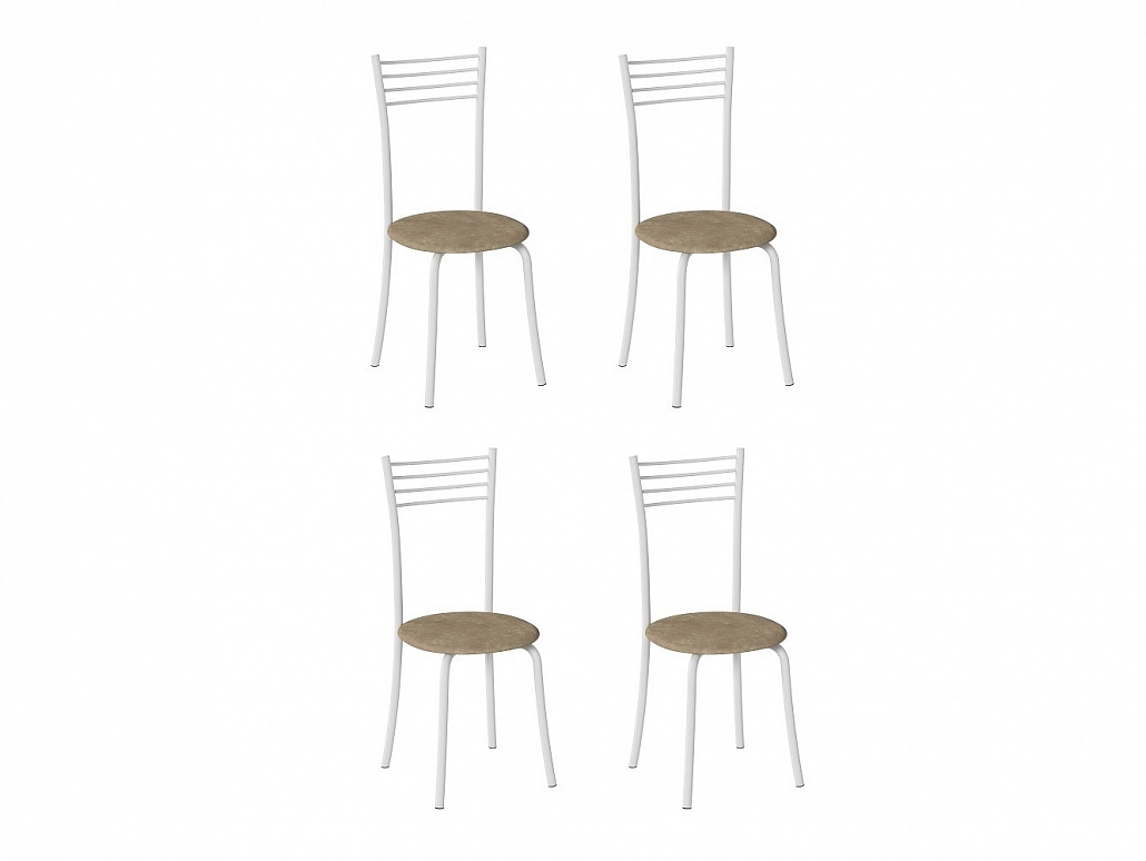 Комплект стульев Кассия (4 шт), белый велюр бежевый - фото №1