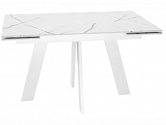 Стол DikLine SKM140 Керамика Белый мрамор/подстолье белое/опоры белые (2 уп.) - фото №1