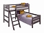 Кровать Соня (вариант 8) угловая с наклонной лестницей, лаванда, массив - миниатюра