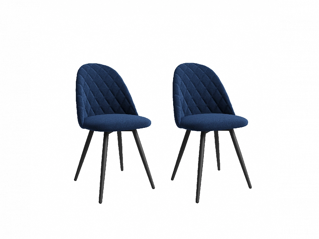 Комплект стульев Диор (2 шт), черный велюр синий - фото №1