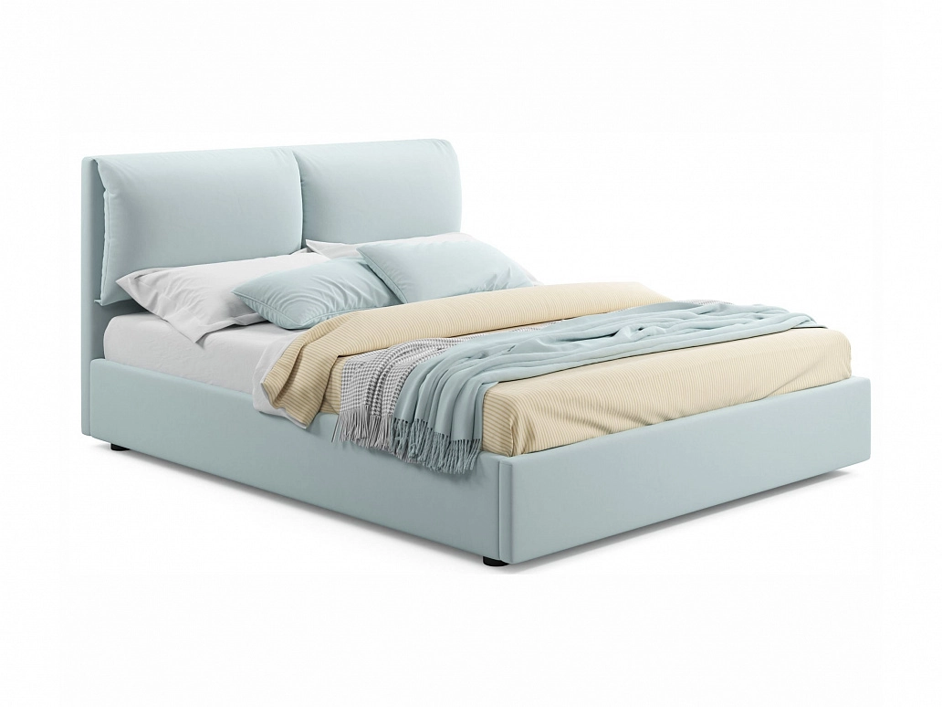 Мягкая кровать Vita 1600 мята пастель с подъемным механизмом - фото №1