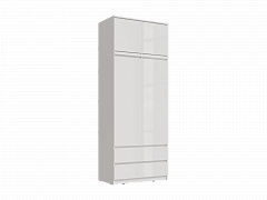 Челси Шкаф 2-х створчатый комбинированный + антресоль к шкафу 900 (Белый глянец, Белый) - фото №1, mdm1205418481