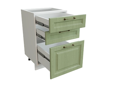 Шкаф Н503 с 3-мя ящиками Ницца БЕЛ/ДУБ/ОЛИВ Ф33 - фото №1, 888_ММК-00016205