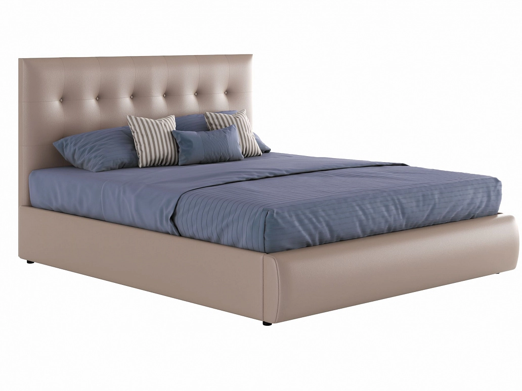 Мягкая кровать "Селеста" с подъемным механизмом цвета "Капучино" и матрасом по системе ГОСТ - фото №1