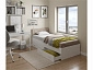 Односпальная кровать "Виктория-П" с подушкой 900 с ящиками белая с матрасом Promo B Cocos - фото №2