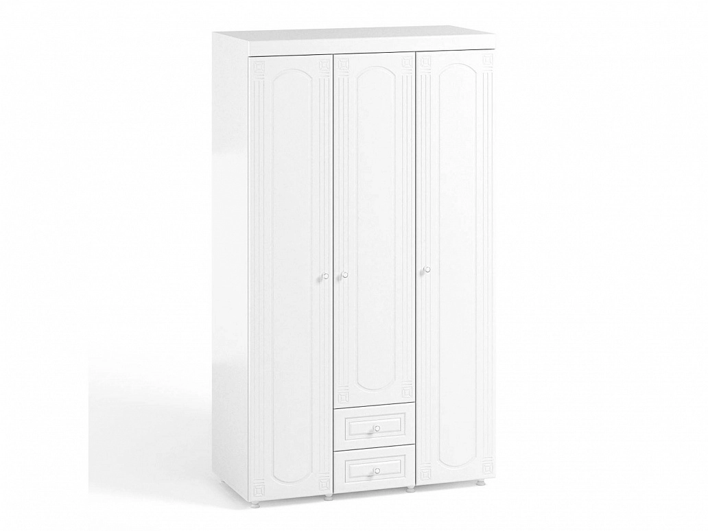 Шкаф 3-х дверный с ящиками Афина АФ-56 белое дерево - фото №1