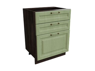 Шкаф Н603 с 3-мя ящиками Ницца ДБК/ДУБ/ОЛИВ Ф43 - фото №1, 888_ММК-00017684