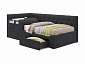 Односпальная кровать-тахта Afelia с ящиками и бортиком 900 темная с ортопедическим основанием - фото №2