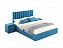 Мягкая кровать с тумбами Olivia 1600 синяя с подъемным механизмом, велюр - миниатюра