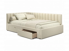 Мягкая кровать-тахта Milena 1200 бежевая с ящиками - фото №1, mebel_stock_20202
