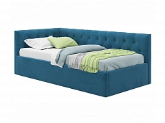 Мягкая кровать-тахта Afelia 900 синяя с ортопедическим основанием - фото №1