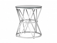 Журнальный стол Stool Group ВИВА 50х50 Стекло черное/Сталь серебро  - фото №1