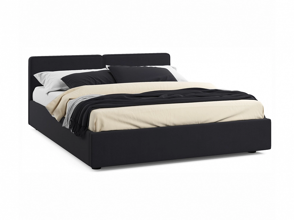 Мягкая кровать Erika 1600 черная с подъемным механизмом - фото №1