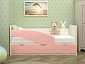 Детская кровать Бабочки 80х160, розовый металл (Розовый, Дуб Крафт белый) - фото №2