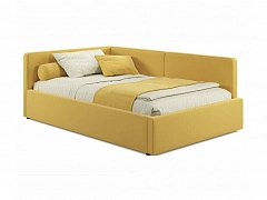 Мягкая кровать-тахта Kapri 1200 желтая c подъемным механизмом - фото №1