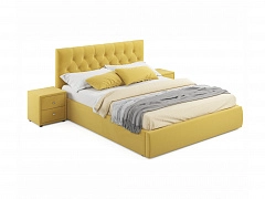 Мягкая кровать с тумбами Verona 1600 желтая с подъемным механизмом - фото №1, mebel_stock_19258