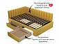 Мягкая кровать-тахта Milena 1200 желтая c ящиками - фото №4
