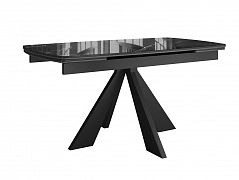 Стол DikLine SFU140 стекло черное мрамор глянец/подстолье черное/опоры черные (2 уп.) - фото №1, 99956611