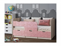 Детская кровать Юниор-9, 80х160 (Розовый металлик, Ясень шимо светлый) - фото №1