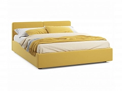 Мягкая кровать Erika 1600 желтая с подъемным механизмом - фото №1