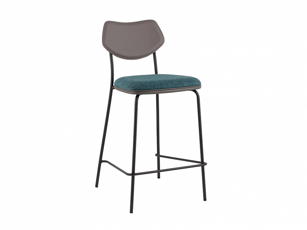 Стул полубарный STOOL GROUP Casey Темно-бирюзовый, с серой экокожей - фото №1