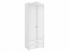 Шкаф 2-х дверный с ящиками (гл.560) Италия ИТ-49 белое дерево - фото №1, 49017